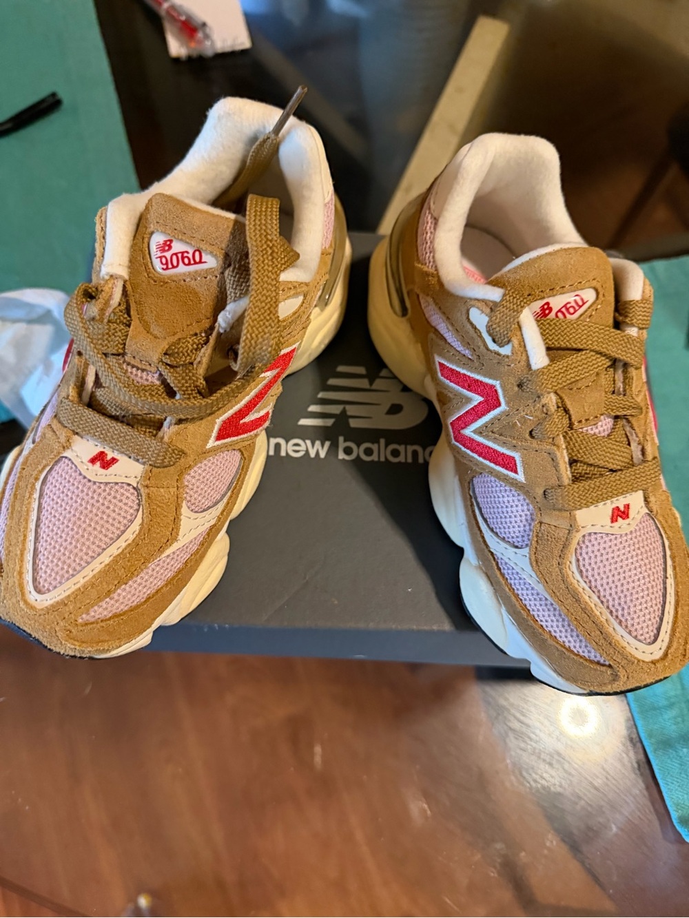 New Balance ( Kith) Kids Sneakers in Tan, Pink & Red Accents - Picture 6 of 7